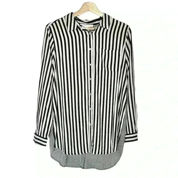 Jane and Delancey Tops - Jane and Delancey Striped Button Down with Back Buttons | Black & White | SZ M